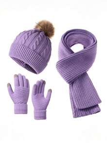 Gorro de Tricô Elegante e Casual para Mulheres: 1 Conjunto de Material Macio Semelhante à Lã de Cordeiro com Detalhe de Pompom, Bordado Simples de Letra, Chapéu de Inverno Grosso e Quente, Fácil de Dobrar para Armazenamento Conveniente, Opções de Várias Cores, Perfeito para as Estações de Outono e Inverno, Uso Diário, Atividades ao Ar Livre, Proteção contra Frio, Alternativa de Boné de Beisebol de Estilo Unissex, Cobertura de Cabeça Versátil e Chique para Mulheres que Buscam um Visual Aconchegante e Estiloso