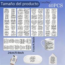 40pcs German Positive Quote Stickers Theme Rub On Transfer Stickers Decals Set - Motivational Sayings Transfer Paper For Furniture, Glass, Easy Apply DIY Home & Life Inspired - Multicolor - View 10