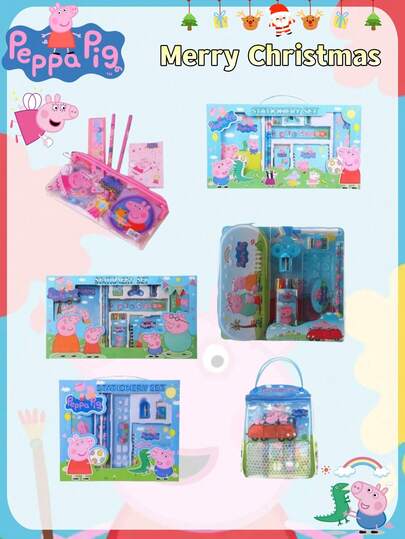  7/14pcs Peppa Pig Stationery Set Gift Set Pencil Ruler Eraser Pencil Sharpener Set Best Holiday Gift For Good Friends, Party Atmosphere Decoration, Perfect Party Decoration, Home Decoration Decorations, Perfect Room Decoration, Christmas Gift, Valentine's Day, Ideal Friend Gift Suitable For Birthday Celebrations, Souvenirs Women's Souvenir,Cute Aesthetic, Valentine Day, Gifts, Decorations, Home Decor,Valentines Gifts