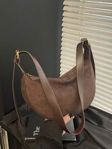 2025 休闲简约绒面牛仔纹理百搭斜挎包，轻便适合学生和通勤 - 咖啡 - 查看 11