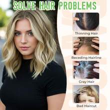 10-calowa prosta nakładka na włosy dla kobiet z przerzedzającymi się włosami, prawdziwe włosy ludzkie, 100% ręcznie wykonana, koronka 3,5 x 5,5 cala, bez grzywki, do zwiększenia objętości (ombre blonde)