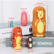 Russian Nesting Dolls, 5-Layer Animal Nesting Easter Eggs Toys, Stacking Wooden Handmade Matryoshka Dolls For Kids Toddlers Birthday Or Home Decoration Gift (Round Lion) - Orange Round Lion - View 8