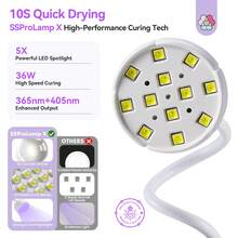 SAVILAND Gooseneck U V Lamps For Gel Nails: Smart Sensor U V Nail Lamp 10S Quick Drying U V Light For Gel Nails 36W Rechargeable LED Nail Lamp 4 Timer Setting 360° Adjustable Nail Tech - White - View 3