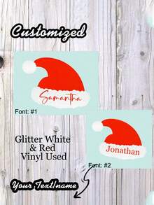 Personalized Santa Hat Sticker,Personalized Christmas Hat Stickers,Custom Christmas Sticker For Kid,Christmas Gift Sticker, Holiday Sticker,Santa Christmas Sticker,Reusable Glossy Finish For Gift Wrapping, Party Decorations, Office, School, Home - Compatible With Water Bottles, Packaging
