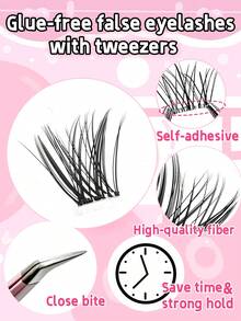 110Piece Self-Adhesive Wispy Cluster Lash Kit – No Glue / No Remover Press-On Cluster Lashes With Tweezers, Natural Soft Lightweight Reusable Lash Clusters, Pre-Glued Eyelashes For Easy DIY Daily & Party Wear - C - 查看 2