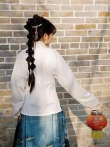 新品冬季保暖裹身衬衫，中国复古长袖上衣，适合春季和秋季 - 女士服装飘逸面料 - 适合休闲和正式场合 - 仅限女士上衣的理想礼物