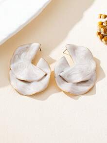 1 Pair Fashionable Versatile Geometric Metal Stud Earrings - White - View 4