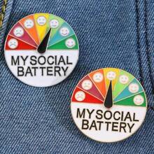 My Social Battery Emotion Management Rotatable Metal Badge, Mood Management Brooch Backpack Decor Christmas Gift
