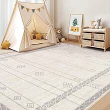 Alfombra Grande para Sala de Estar 5x7: Alfombras Boho Marroquíes Lavables a Máquina para Dormitorio Debajo de la Mesa de Comedor - Alfombra Interior Moderna Antideslizante para Oficina en Casa - Marrón/Crema - Gris Beige - Ver 8