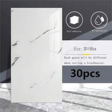 1 Box 30/50pcs Self-Adhesive Wall Stickers, Foam Marble Design, Suitable For Kitchen, Bathroom And Living Room - Made Of PVC And PE Material, Decorative Glossy, Disposable, Rectangular, Smooth Surface, Removable And Easy To Install. - Multicolor - View 13