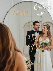 Customize A "Welcome To My Wedding" Wedding Decoration Crystal Transfer Sticker. Give Your Mirror A Unique Style. Customize Exclusive Groom And Bride Names And Wedding Dates. Decorate Personalized Crafts At The Wedding Venue. Bedroom Mirror Decoration. Wall Decoration, Celebration Decals,Wedding Signs For Reception - Gradient Gold - View 6