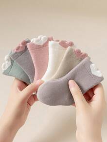 12 Pairs Baby Girls' High Quality Combed Cotton Heart Shaped Soft & Warm Socks - Multicolor - View 8