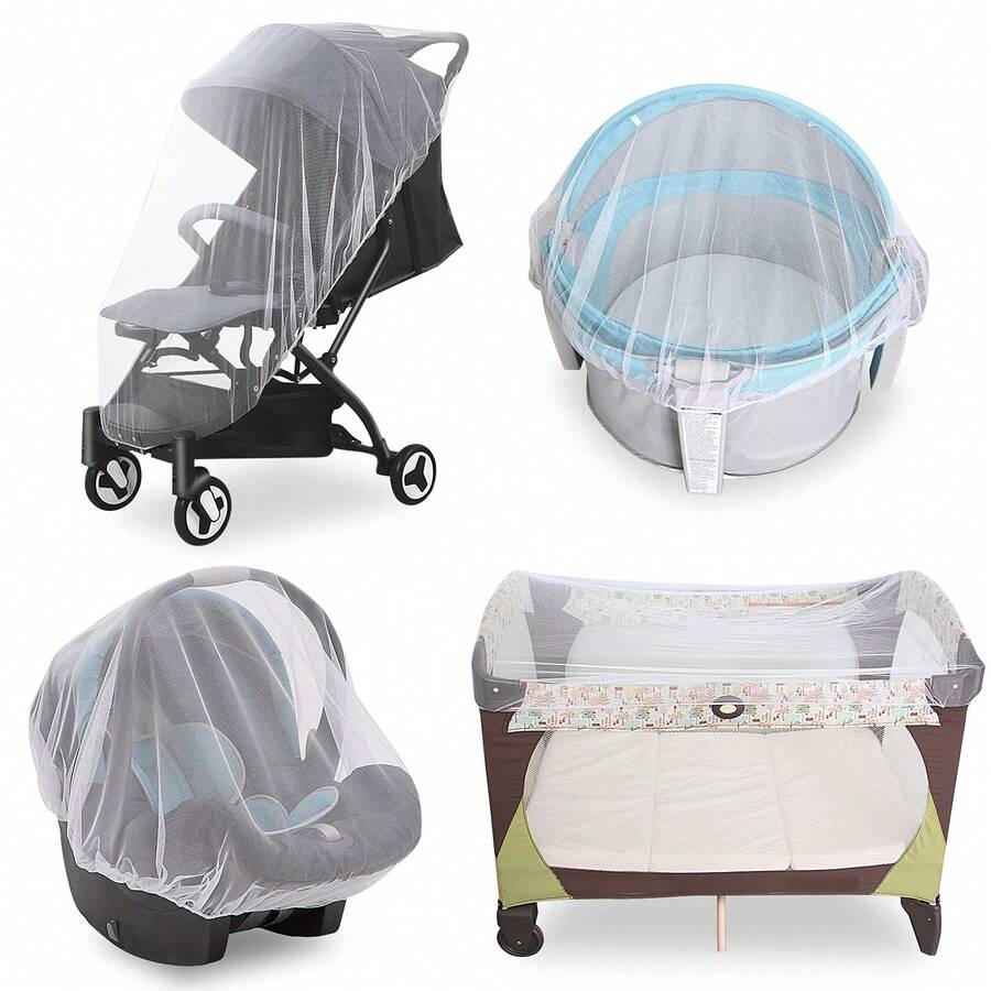 Portable & Durable Baby Mosquito Net – Fits Strollers, Bassinets, Cribs & Travel Cots, Lightweight Insect Protection For Infants - 白色 - 查看 1