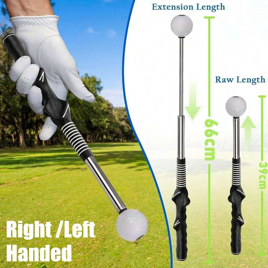Retractable Golf Swing Training Aid, Golf Grip Trainer & Golf Swing Trainer For Warm-Up, Right /Left Handed Golf Club For Indoor Practice, Golf Accessories - Strength & Tempo Training For Chipping Hitting - 黑色 - 查看 1