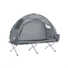 SoBuy Camping Tent, Single Tent, Light Grey, Approx. 193x160x86cm (WxHxD) With Lamp Hook And Shoe Storage Pockets, 2-In-1 Tent For 1 Person, Practical OGS32-II-HG - Grey - View 13
