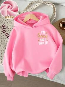 Toddler Girls' Letter Print Warm Hoodie Sweatshirt - Pink - View 2