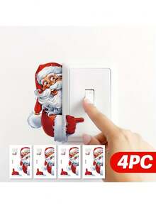 1pc Switch Sticker Playful Peeking Santa Claus Decorative Sticker PVC Sticker Removable Self-Adhesive Easy To Tear Sticker Home Decoration Make Your Life Refreshed Holiday Decoration Sticker Birthday Graduation Gift - Multicolor - View 3