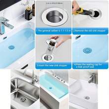 Bathroom Sink Drain Strainer, Pop Up Sink Drain Filter With Removable Stainless Steel Filter Basket Hair Catcher, Bathroom Sink Drain Stopper, For Us Bathroom Sink Stopper Replacement Suitable For 28-32 Hole Pitch - Bạc - Xem 2