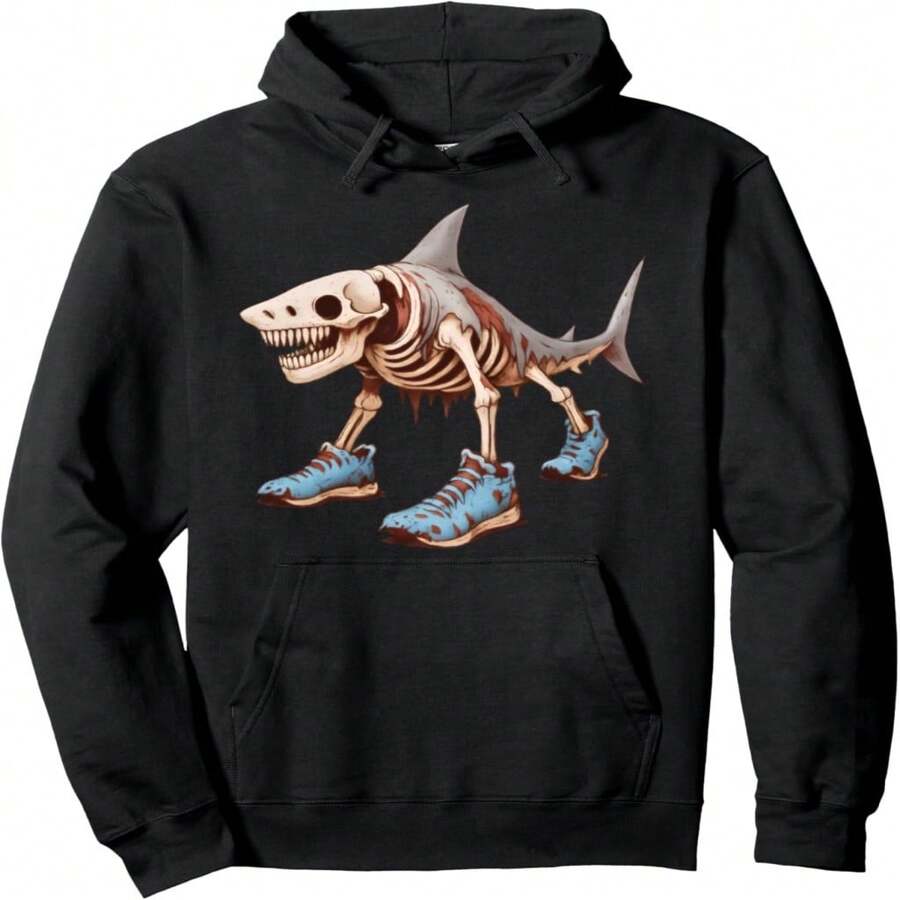 Tralalero Zombino Tralala Italian Brainrot Funny Halloween Pullover Hoodie - Hitam 17 - View 1