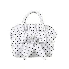 Ruffle Handbag For Women Cute Dots Print  Clutch Purse Lightweight Tote With Handles - 白色 - 查看 6