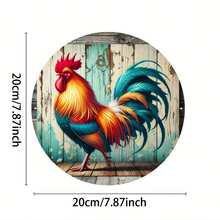 1 pieza Letrero de metal vintage de gallo - Arte de pared redondo, adecuado para cocina, jardín, oficina y decoración del hogar, decoración de pared de metal decorativa duradera e impermeable para exteriores