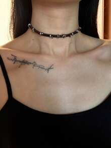 Y2K roșu maro vintage asimetric cerc metalic fin din piele colier Choker gotic dulce cool retro din piele guler choker bijuterii