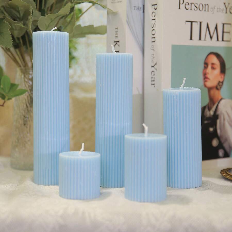 1 Peça Vela Perfumada Cilíndrica de Estilo Vintage Francês de Luxo - Fragrância Sem Fumaça, Vela Perfumada Cilíndrica de 5 cm de Diâmetro, Vela de Cera de Soja Premium Sem Fumaça, Adequada para Decoração Doméstica, Casamento, Decoração de Casamento - Multicolorido - Visão 1