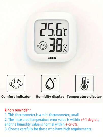 1pc/2pcs Mini Hygrometer, Compact Digital Humidity And Temperature Meter With LCD Display - Accurate Temperature And Humidity Monitor, Battery Powered, Easy To Read Comfort Indicator