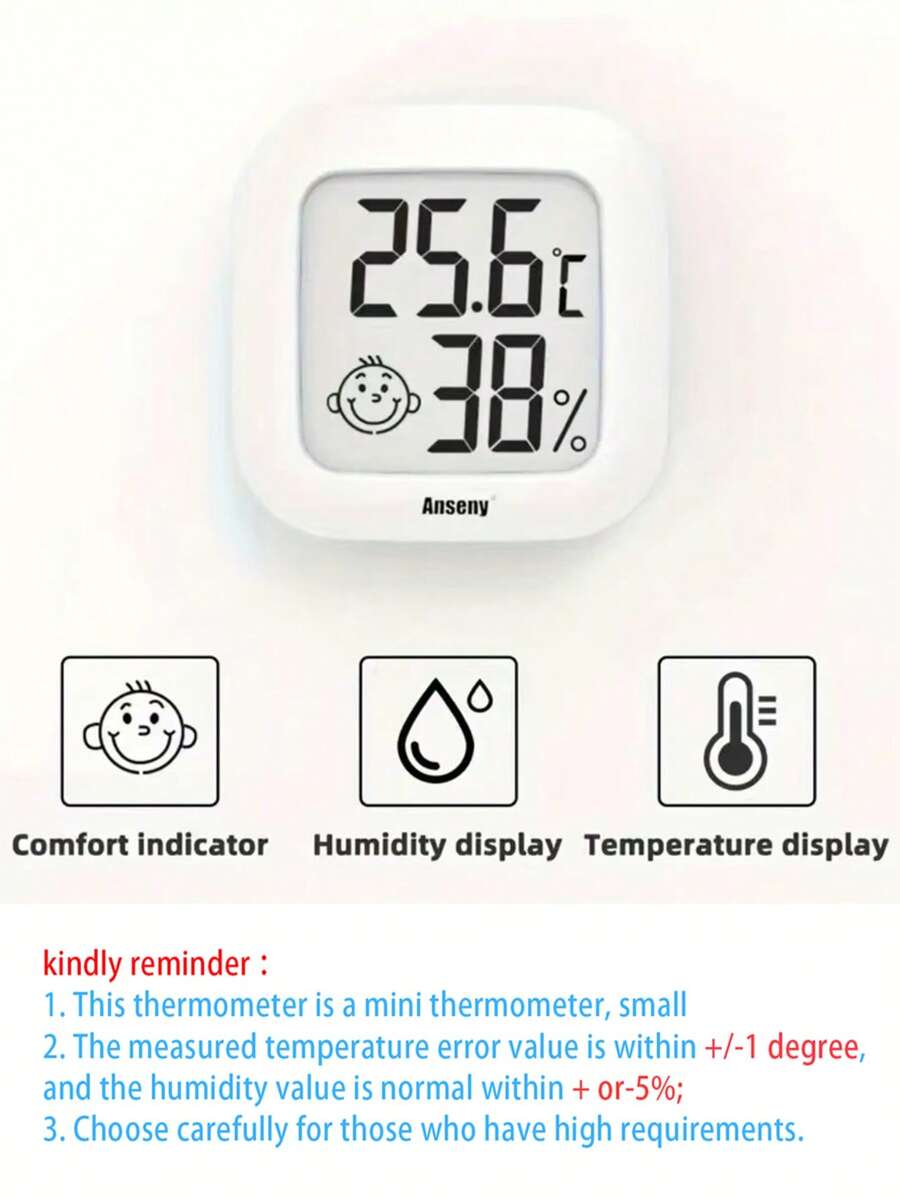 1pc/2pcs Mini Hygrometer, Compact Digital Humidity And Temperature Meter With LCD Display - Accurate Temperature And Humidity Monitor, Battery Powered, Easy To Read Comfort Indicator