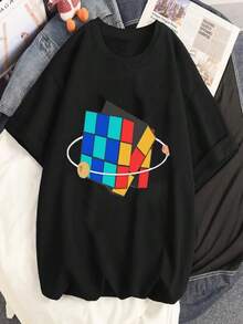 2025 Champion Tank Davis All Match American Fashion Brand Printed Men's And Women's Loose Summer Loose Short Sleeve T Shirt - 黑色 - 查看 1