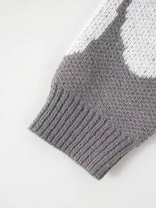 1 Stück Teenager Jungen Lässig Komfortabler Weicher Gestrickter Pullover, Farbblockdesign, Langarm, Geeignet für Zuhause, Pendeln, Schule, Outdoor-Aktivitäten, Party, Streetwear, Winter - Grau - Übersicht 11