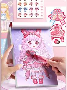 1pc Book Of 20pcs Clothing Stickers, Cartoon Stickers, Quiet Stickers, Game Stickers, DIY Dress-Up Party Favors Sticker