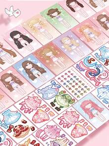 1pc Book Of 20pcs Clothing Stickers, Cartoon Stickers, Quiet Stickers, Game Stickers, DIY Dress-Up Party Favors Sticker