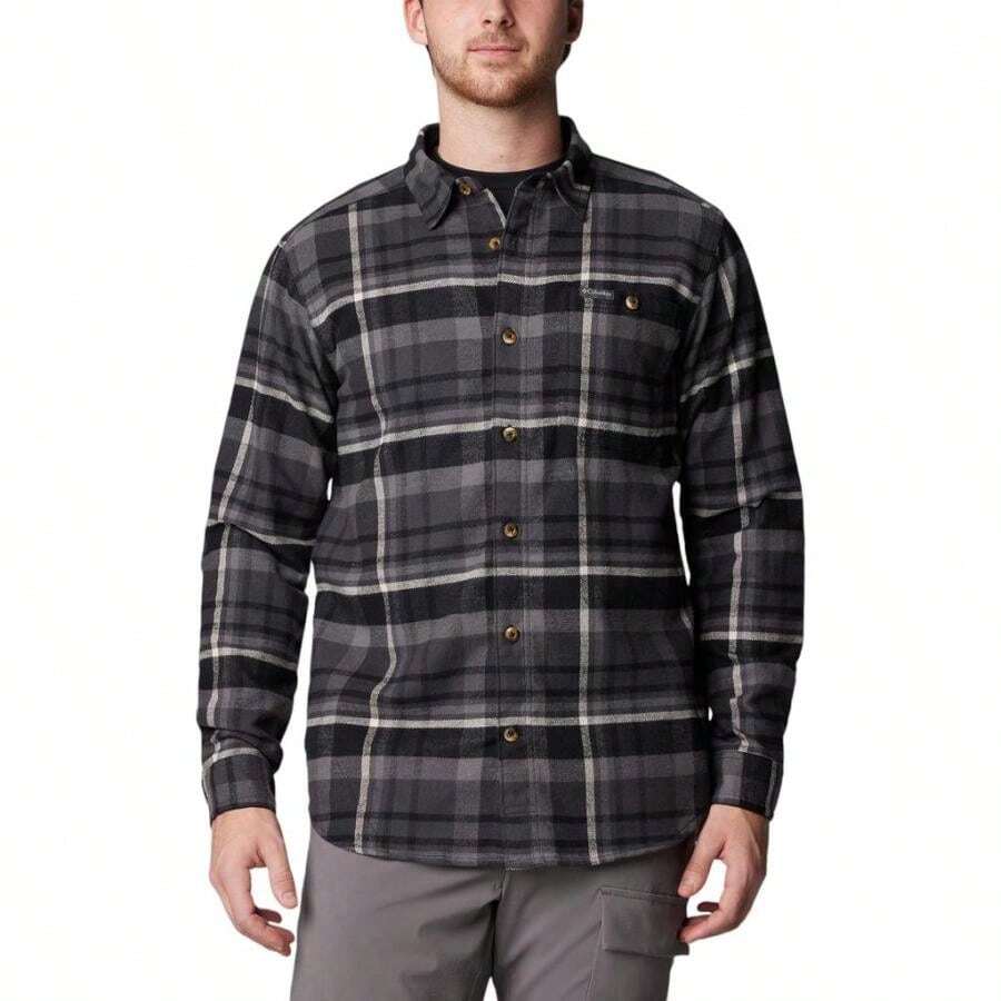 Columbia Pitchstone Heavyweight Flannel II Long Sleeve Shirt - Men's | | Men Outdoor Hoodies & Sweatshirts - 黑色多格子 - 查看 1