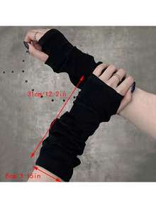 1 Pair Women's Warm Arm Sleeves - Winter Warm Gloves, Stretchy Arm Sleeves For Makeup, Gym, Commuting - Cold Weather Apparel (Hand Wash Only) - Suitable For Halloween And Daily Use, Halloween Costume, Fitness Wear, Streamlined Design, Snug Fit, Cold Weather Wear, Minimalist Style, Durable Material Cold Weather Apparel