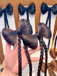 合成扭纹蝴蝶结辫子马尾辫接发拳击辫子接发儿童日常 2 件