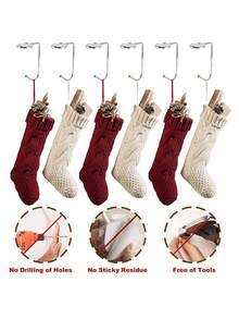 4Pcs-Christmas Stocking Holders & Desktop Bag Hooks. Essential Festive Decor For Holiday Celebrations, Wedding Receptions, And Party Events. Versatile Tabletop Hanging Solution For Elegant Organization & Seasonal Displays.