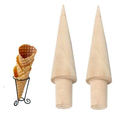 2 pezzi di stampo per cono waffle in legno, rotolo di cono waffle fatto in casa, stampo per rotolo waffle, adatto per realizzare waffle e coni gelato fai da te (marrone)