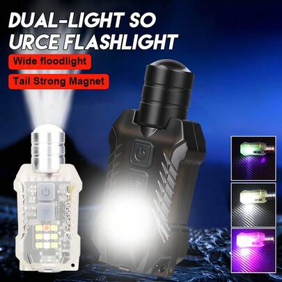 1PC New Multifunctional Portable Work Light Keychain Magnetic Flashlight Cap Clip Lamp Head Rechargeable Led Induction Light