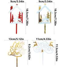 1pc/3pcs/6pcs Acrylic Merry Christmas Snowman Elk Cake Toppers,For Christmas Theme Party DIY Cake Dessert Baking Decorations