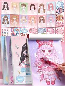 1pc Book Of 20pcs Clothing Stickers, Cartoon Stickers, Quiet Stickers, Game Stickers, DIY Dress-Up Party Favors Sticker