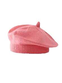 1pc Solid Color Baby Knit Beret Hat, Suitable For Daily Use, 0-2 Years Old - Multicolor - View 12