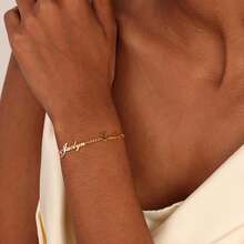 [Personalized Jewelry Gift] Customizable 1-4-Names Pendant Bracelet | Personalized Exquisite 304L Stainless Steel Adjustable Cuban Chain With 1-4 Names, Elegant And Versatile Jewelry For Valentine's Day, Mother's Day, Birthdays, Anniversaries, Special Occasions, Timeless Accessory, Luxurious Fashion Gift,New Year Glamour - Multicolor - View 4