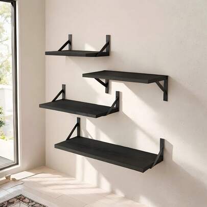 4 muebles de madera sencillos, estantes flotantes de madera rústica, adecuados para sala de estar, baño, dormitorio, cocina y otra decoración del hogar