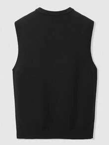 GRDR Men's Solid Color Casual Daily Wear Knitted Vest - Black - View 2