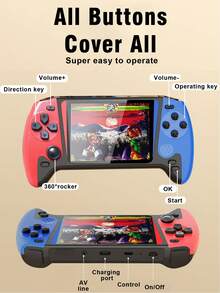 1pc New Large-Screen Game Console With 500 Classic Retro Games Nostalgic Red And White Machine Can Be Played By Two People And Can Be Connected To The TV For Screen Projection. Portable Travel FC Portable Handheld 3.5-Inch Screen Rechargeable Birthday Holiday Gift For Young Men And Women