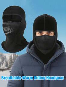 1 pieza Gorro de ciclismo transpirable y cálido para hombre, para otoño e invierno, máscara que cubre todo el rostro y el cuello, gorro a prueba de viento para esquí y resistente al frío para montañismo, máscara de ciclismo, protección facial, gorro de deporte al aire libre de felpa, gorro de forro polar con textura granulada