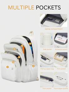 1 pezzo Zaino minimalista tinta unita, design con chiusura a cerniera e tasche multiple, adatto per scuola, lavoro, viaggio, sport, pendolarismo, uso quotidiano, grande capacità e pieghevole, ottimo regalo