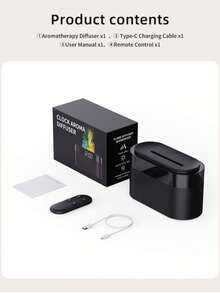 150ml Colorful Flame Humidifier With Smart Clock LED Display, USB Essential Oil Aroma Diffuser With Auto Shut-Off & Timer & Remote Control, Time Display Alarm Clock Setting Air Humidifier Diffuser,Aroma Diffuser For Home,Bedroom