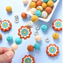 70pcs Colorful Flower Silicone Bead Set - Ideal For DIY Crafting Keychains, Necklaces, Bracelets, Decorative Pens, Jewelry And Pendants